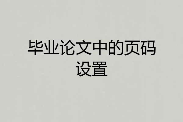 毕业论文中的页码设置