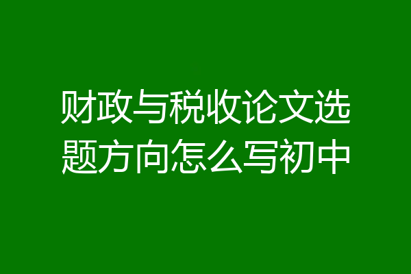 财政与税收论文选题方向怎么写初中