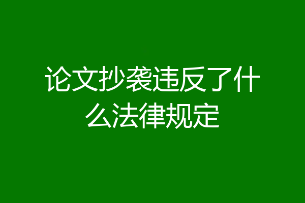 论文抄袭违反了什么法律规定