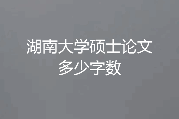 湖南大学硕士论文多少字数