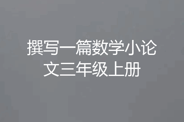 撰写一篇数学小论文三年级上册