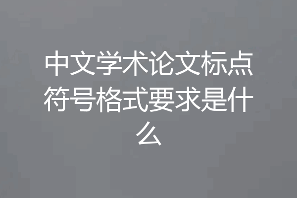 中文学术论文标点符号格式要求是什么