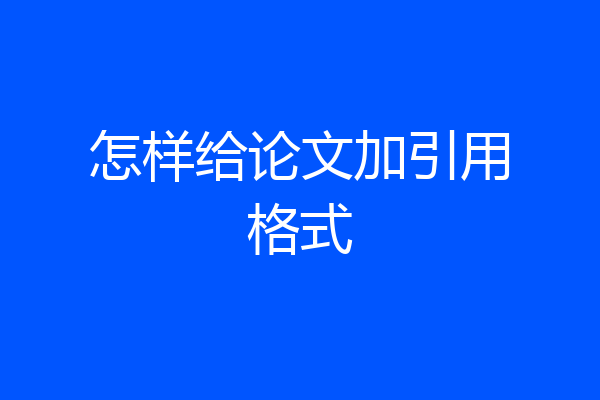 怎样给论文加引用格式