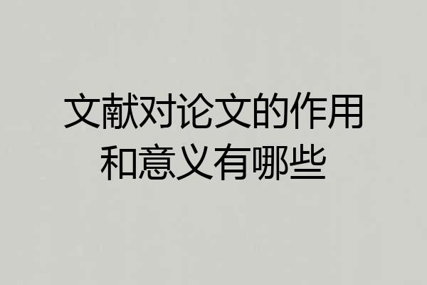 文献对论文的作用和意义有哪些