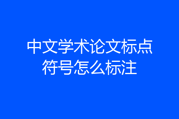 中文学术论文标点符号怎么标注