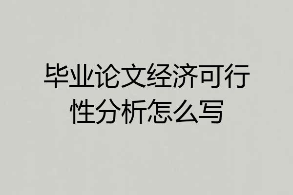 毕业论文经济可行性分析怎么写