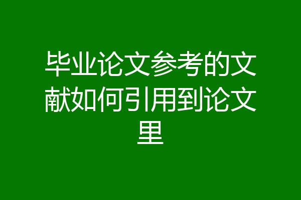毕业论文参考的文献如何引用到论文里