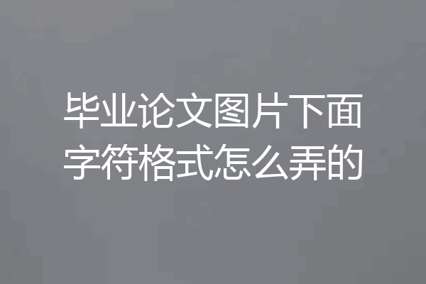 毕业论文图片下面字符格式怎么弄的