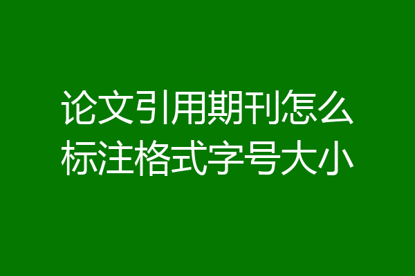 论文引用期刊怎么标注格式字号大小