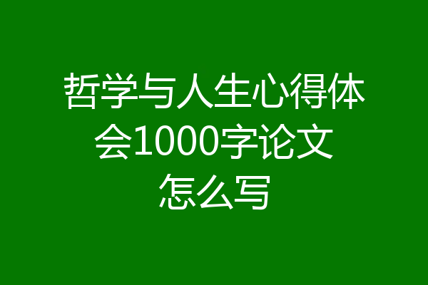哲学与人生心得体会1000字论文怎么写