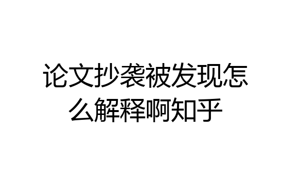 论文抄袭被发现怎么解释啊知乎