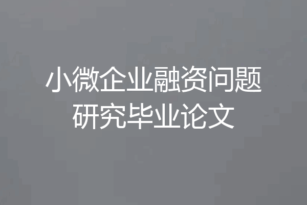 小微企业融资问题研究毕业论文