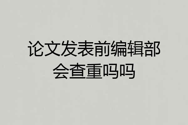 论文发表前编辑部会查重吗吗