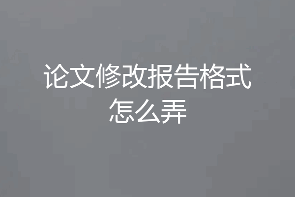 论文修改报告格式怎么弄