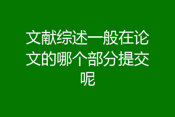 文献综述一般在论文的哪个部分提交呢