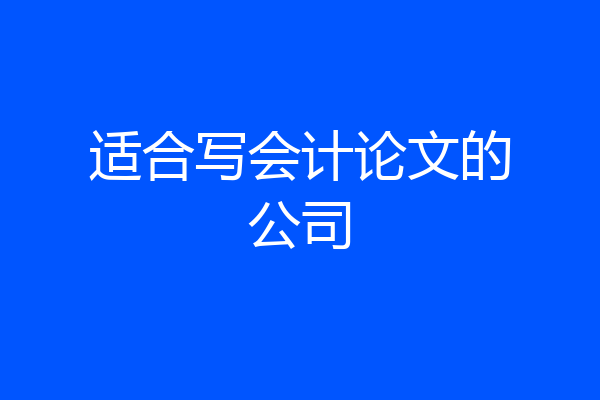 适合写会计论文的公司