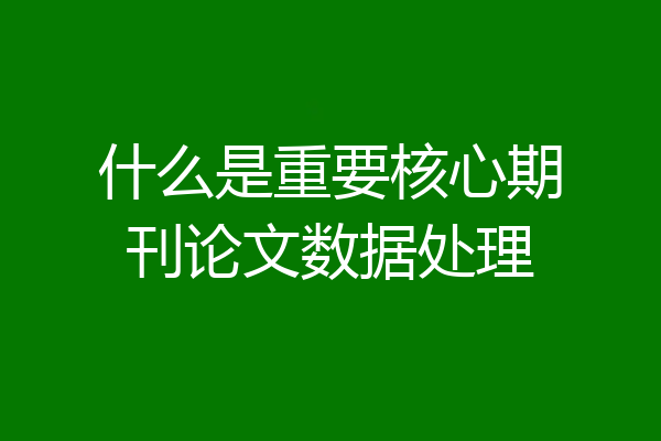什么是重要核心期刊论文数据处理