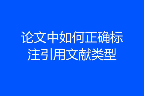 论文中如何正确标注引用文献类型
