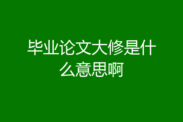 毕业论文大修是什么意思啊