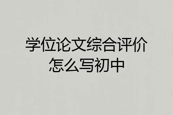 学位论文综合评价怎么写初中
