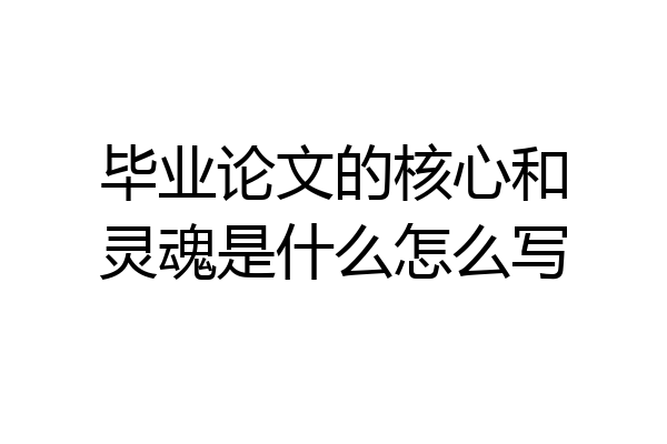 毕业论文的核心和灵魂是什么怎么写