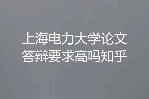 上海电力大学论文答辩要求高吗知乎