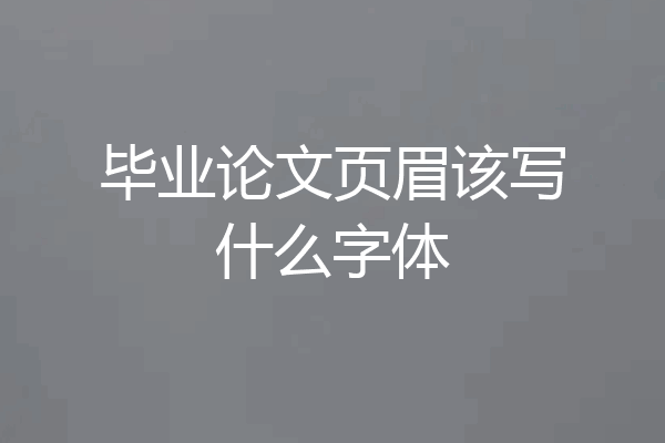毕业论文页眉该写什么字体