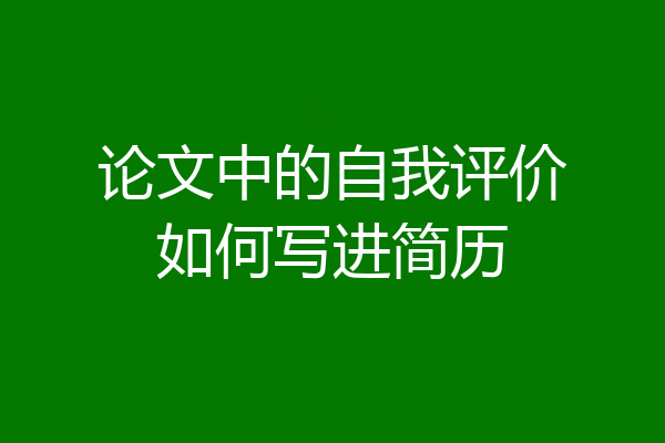 论文中的自我评价如何写进简历