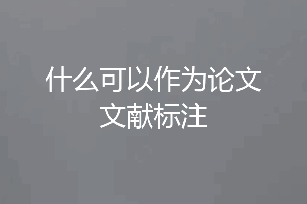 什么可以作为论文文献标注