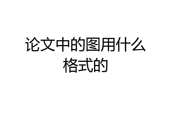 论文中的图用什么格式的