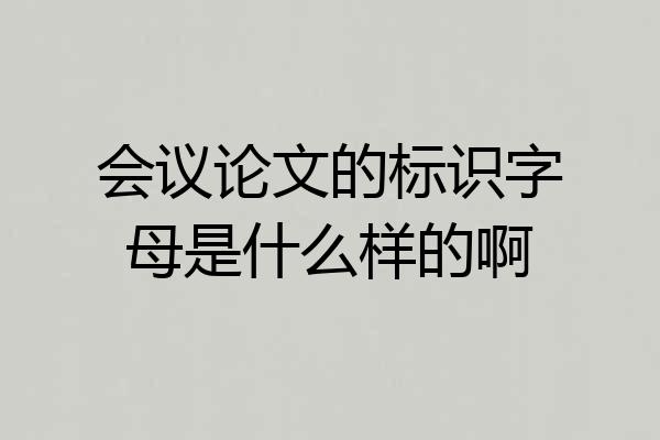 会议论文的标识字母是什么样的啊