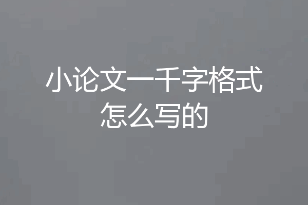小论文一千字格式怎么写的