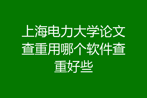 上海电力大学论文查重用哪个软件查重好些