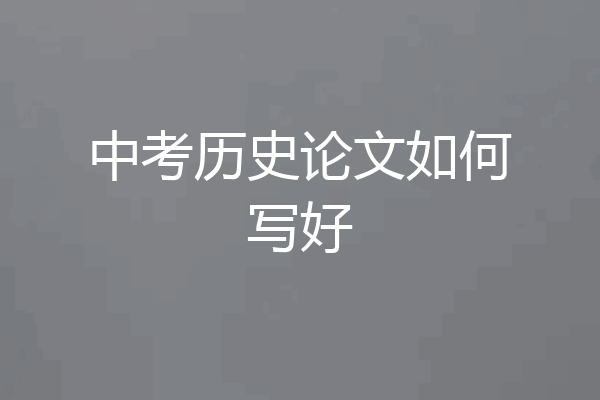 中考历史论文如何写好