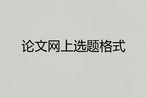论文网上选题格式