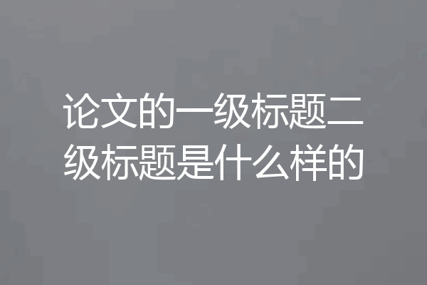 论文的一级标题二级标题是什么样的