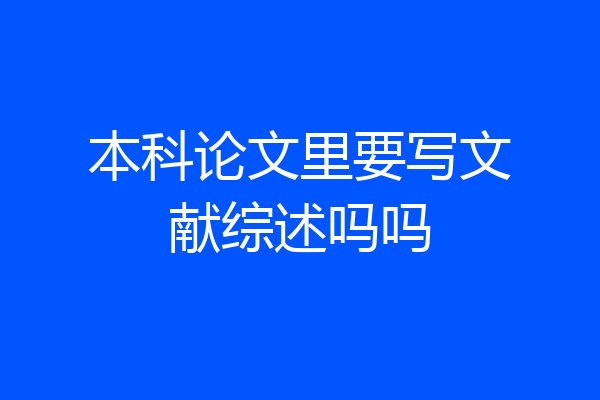 本科论文里要写文献综述吗吗