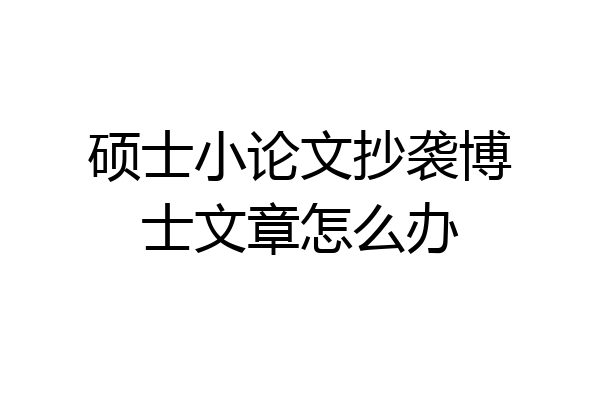 硕士小论文抄袭博士文章怎么办