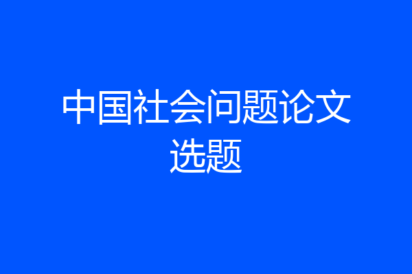 中国社会问题论文选题
