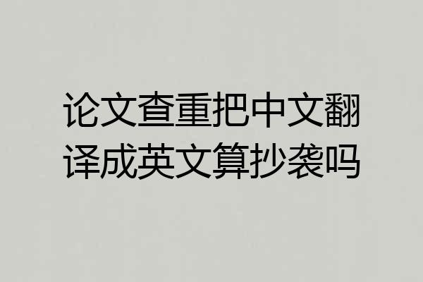 论文查重把中文翻译成英文算抄袭吗
