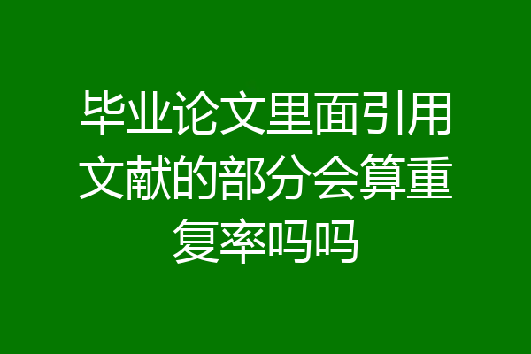 毕业论文里面引用文献的部分会算重复率吗吗