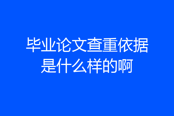毕业论文查重依据是什么样的啊