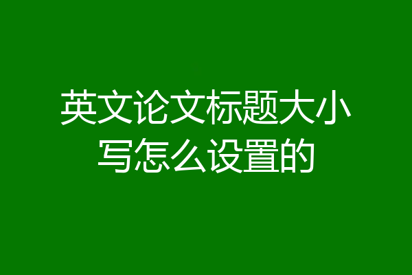 英文论文标题大小写怎么设置的