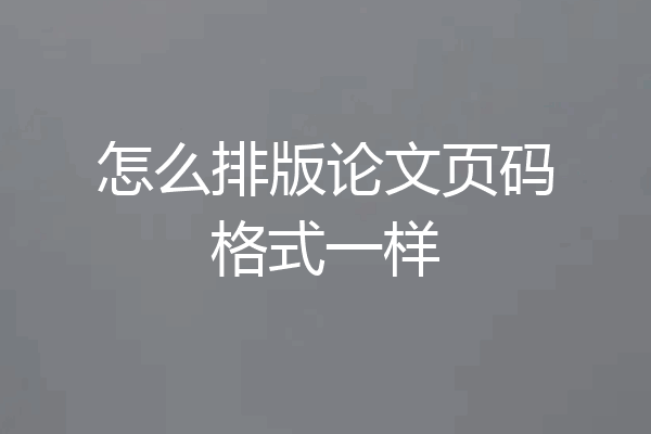 怎么排版论文页码格式一样