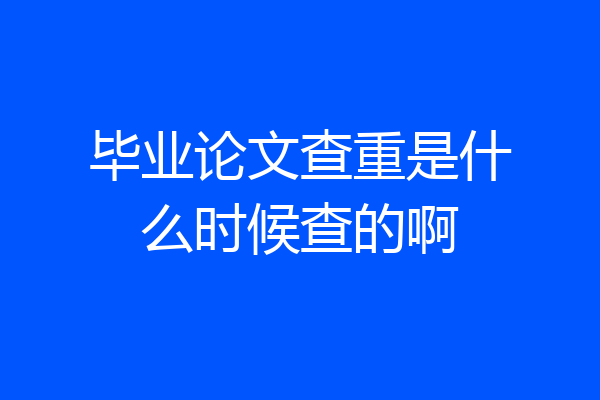 毕业论文查重是什么时候查的啊