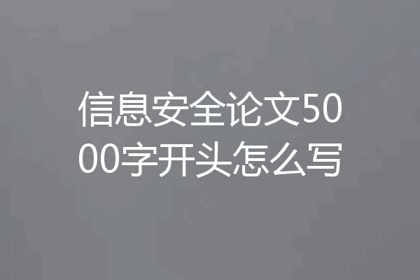 信息安全论文5000字开头怎么写