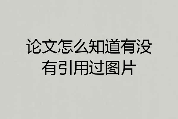 论文怎么知道有没有引用过图片