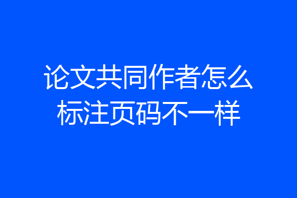 论文共同作者怎么标注页码不一样