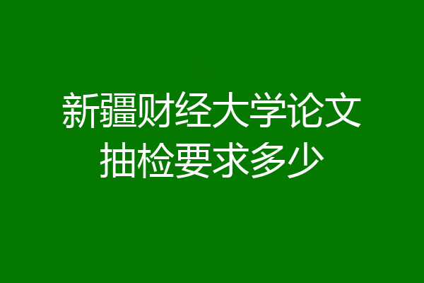 新疆财经大学论文抽检要求多少