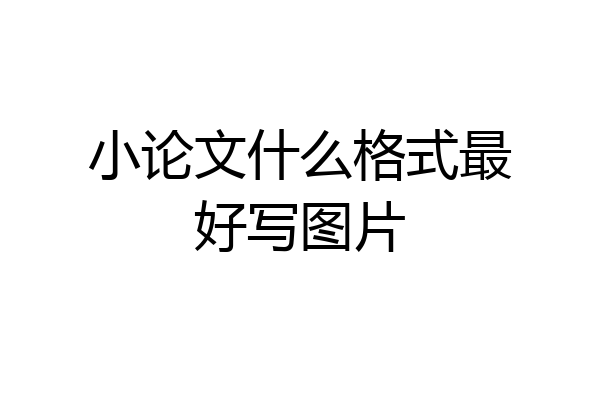 小论文什么格式最好写图片